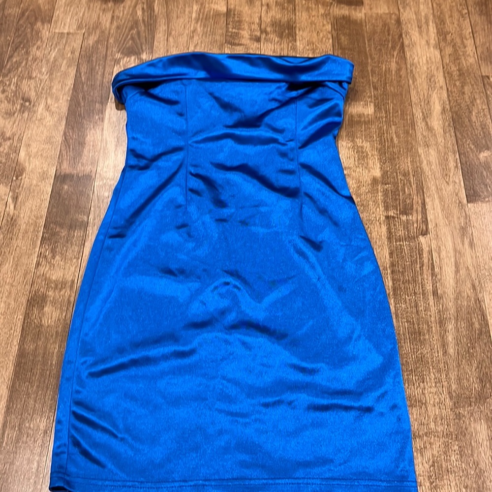 Royal blue mini silk dress